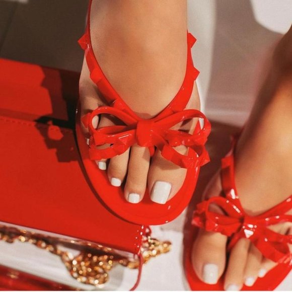 Shoes - NEW! Red Bow Jelly Sandals
